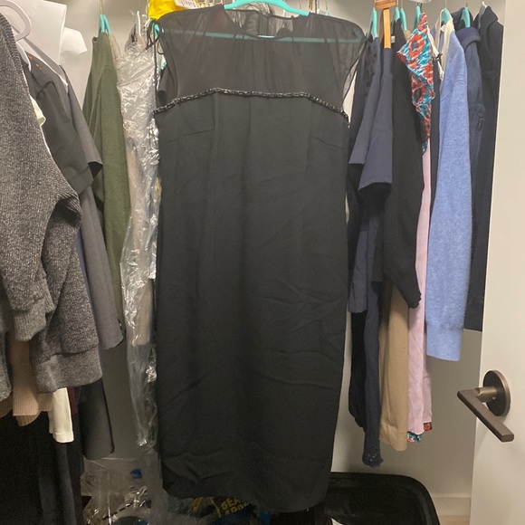 Escada Black Dranina Sleeveless Sheer Top Solid Bottom Contour Dress EUR 44 - Picture 4 of 9